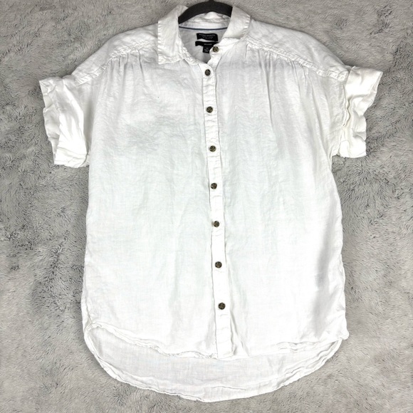 J. Crew Tops - J. Crew White Short-Sleeve Linen Button-Down